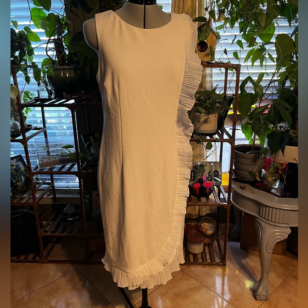 Glamour white Asymmetrical Ruffle Dress